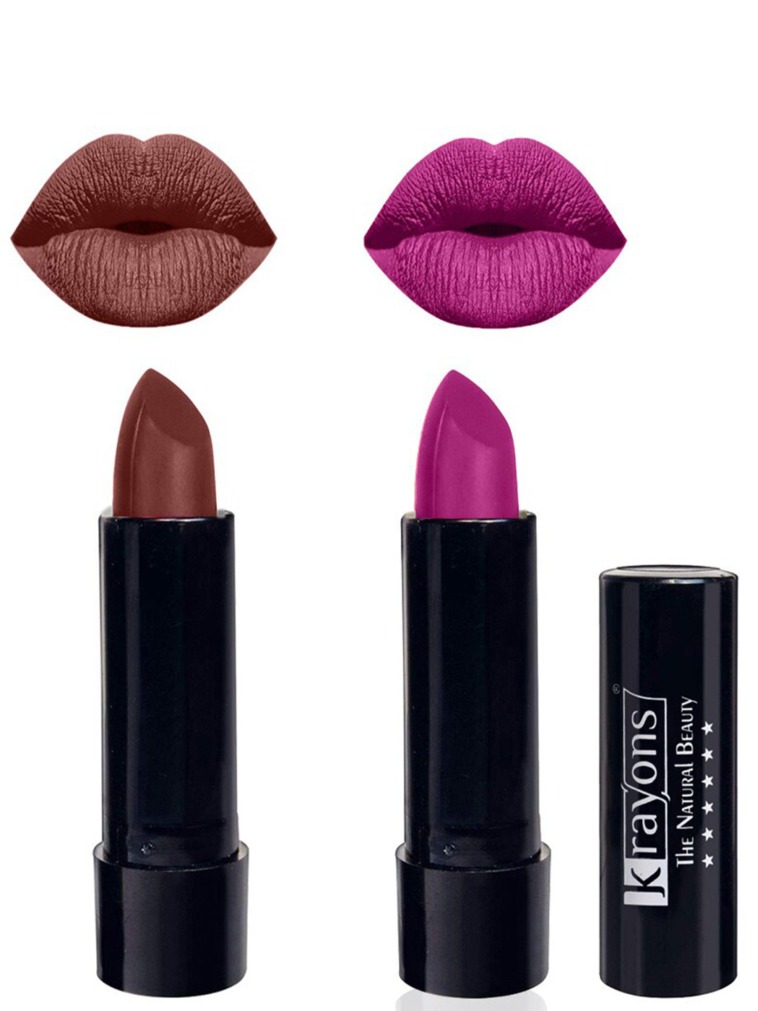 krayons The Natural Beauty Set Of 2 Matte Lipsticks - Brick Tone 156 & French Rose 158