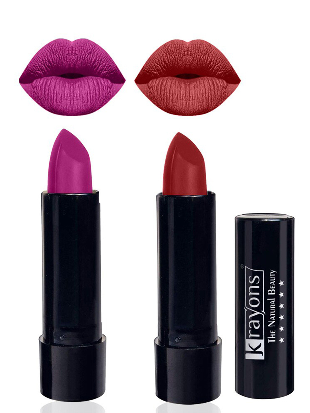 krayons The Natural Beauty Set Of 2 Matte Lipsticks - French Rose 158 & Signal Red 196