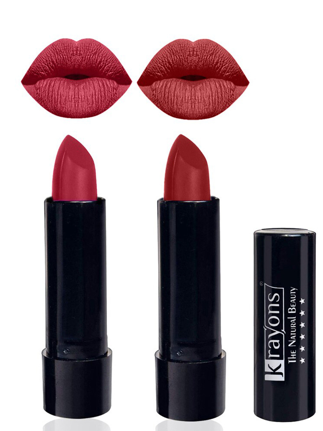 krayons The Natural Beauty Set Of 2 Matte Lipsticks - Orange Tango 186 & Signal Red 196