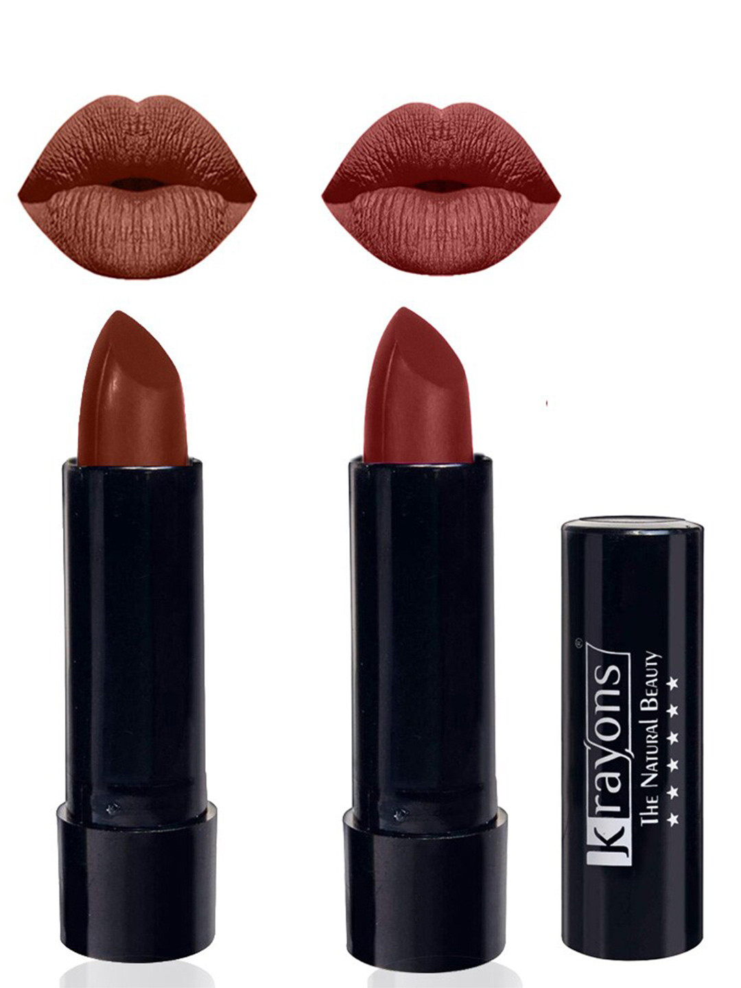 krayons The Natural Beauty Set Of 2 Matte Lipstick - Chocolate Mocha167 & Cherry Maroon195