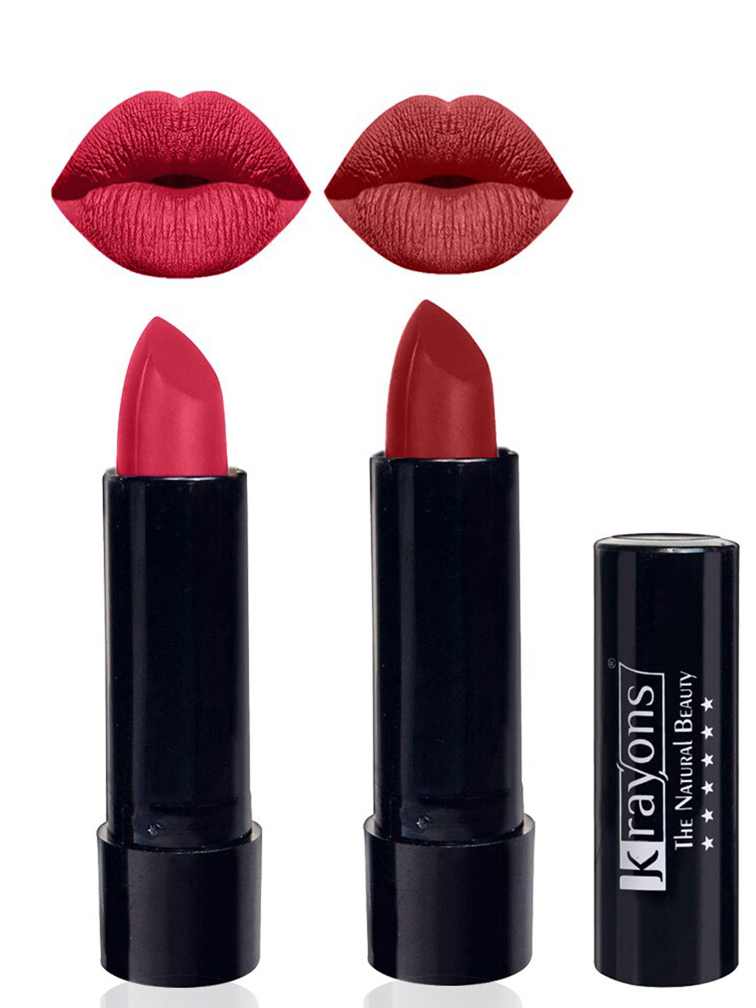 krayons The Natural Beauty Set Of 2 Matte Lipsticks -  Pink Lips 184 & Signal Red 196