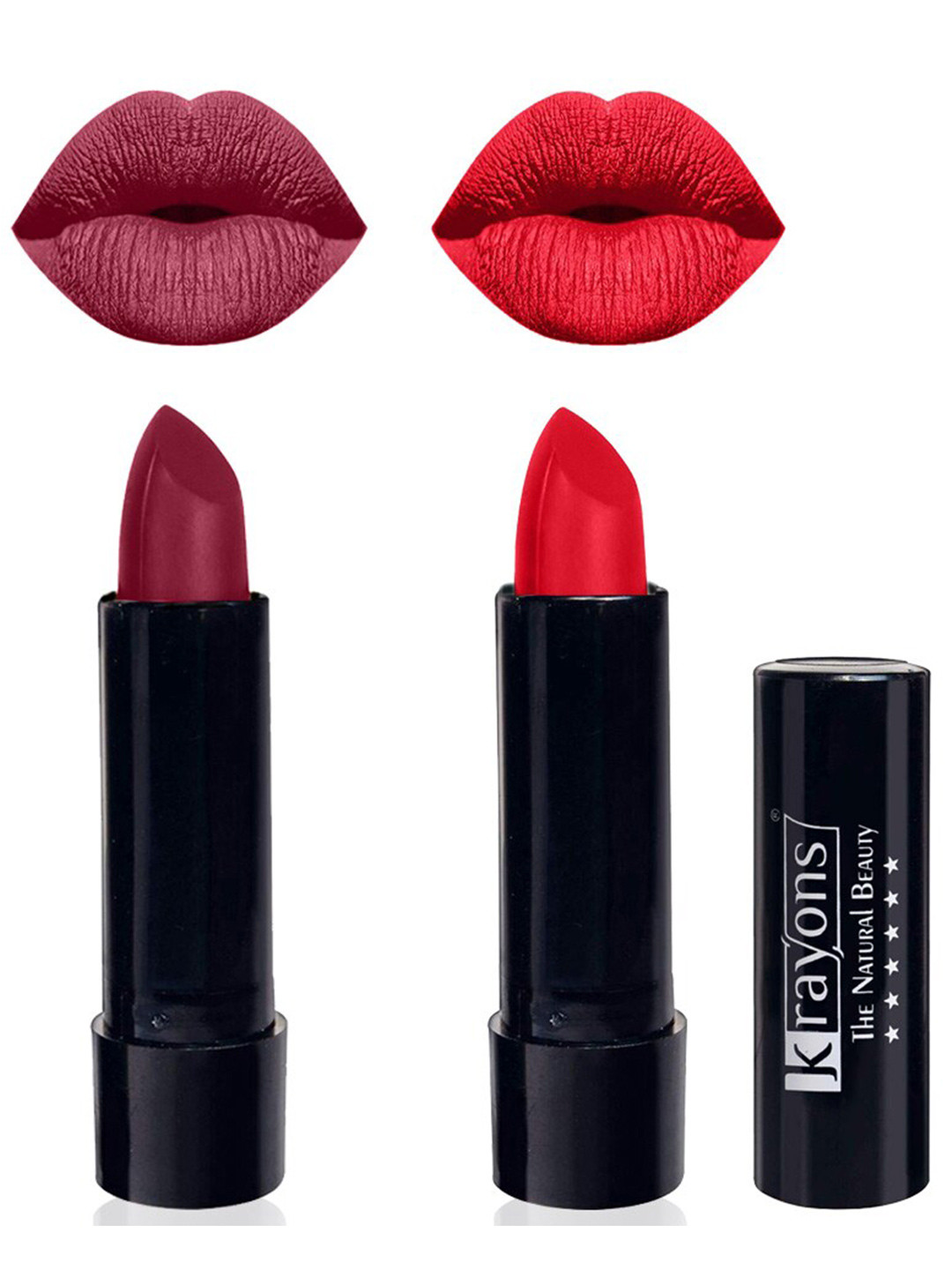 krayons The Natural Beauty Set Of 2 Matte Lipsticks - Shocking Pink 152 & Orange Crush 173