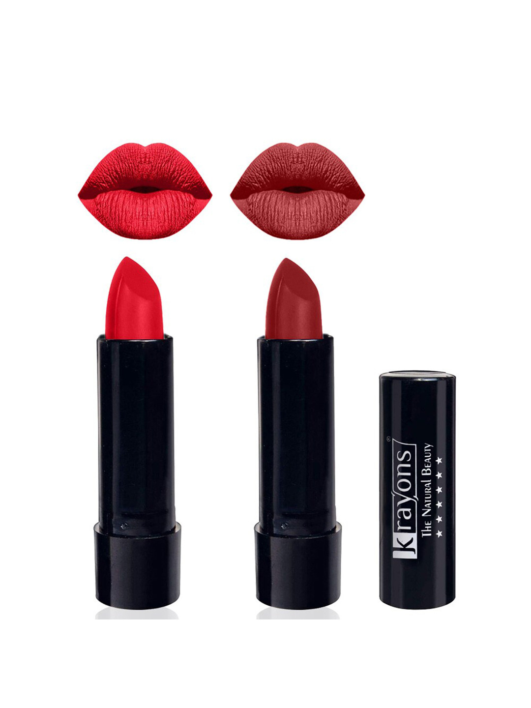 krayons The Natural Beauty Set Of 2 Matte Lipsticks - Orange Crush 173 & Signal Red 196