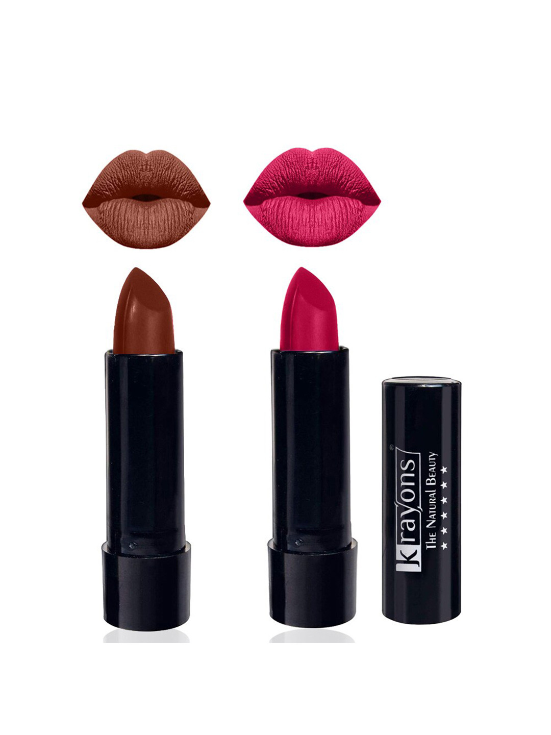 krayons The Natural Beauty Set Of 2 Matte Lipsticks - Chocolate Mocha 167 & Pink Lips 184