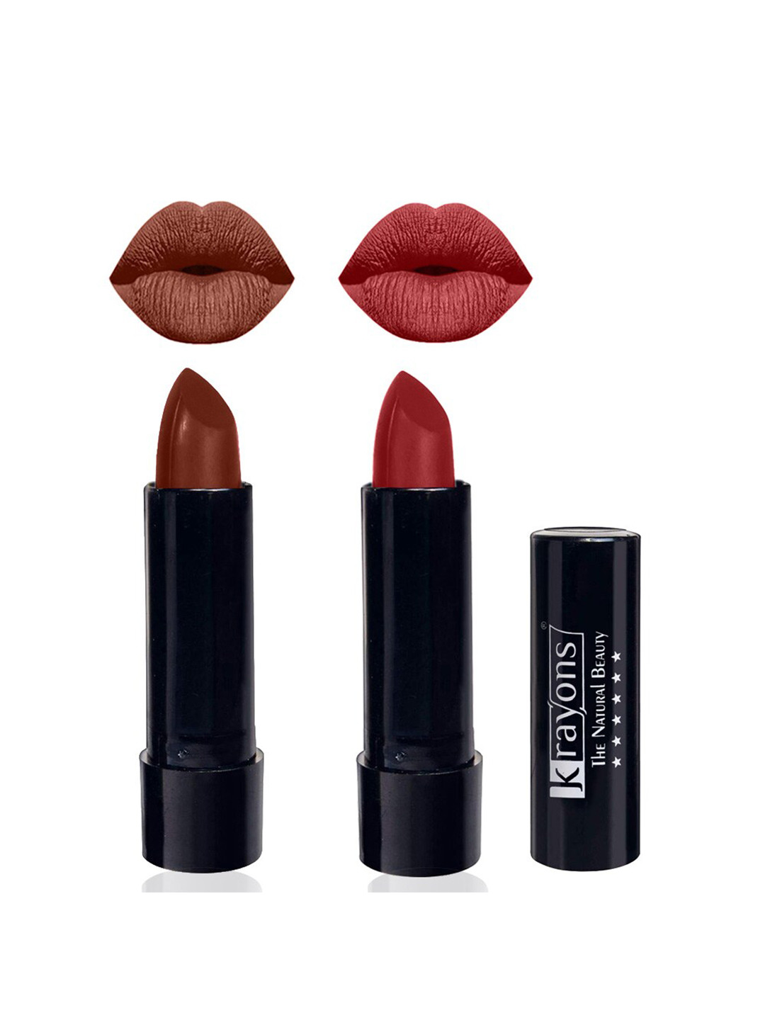 krayons The Natural Beauty Set Of 2 Matte Lipsticks - Chocolate Mocha 167 & Signal Red 196