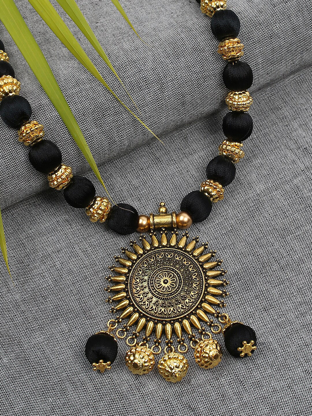 AKSHARA German Silver Gold Plated Pendant With Necklace