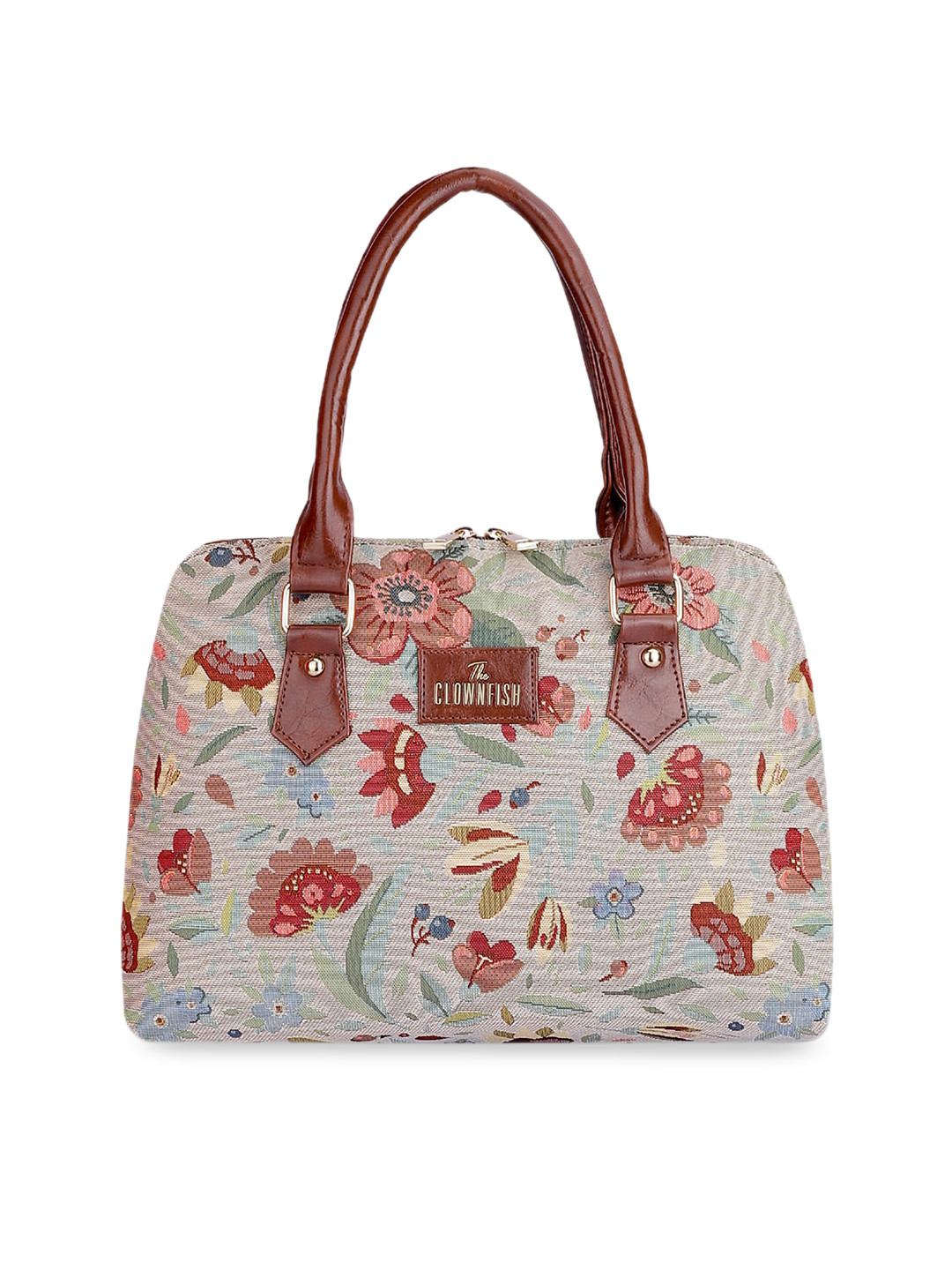 THE CLOWNFISH Montana Floral Printed Bowling Handheld Bag
