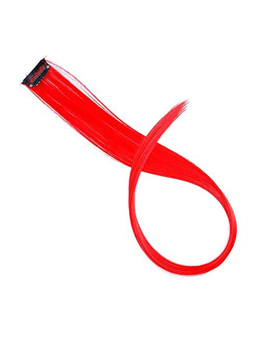 CHRONEX Set Of 2 Straight Single Clip Hair Streak Color Hair Extension - Red