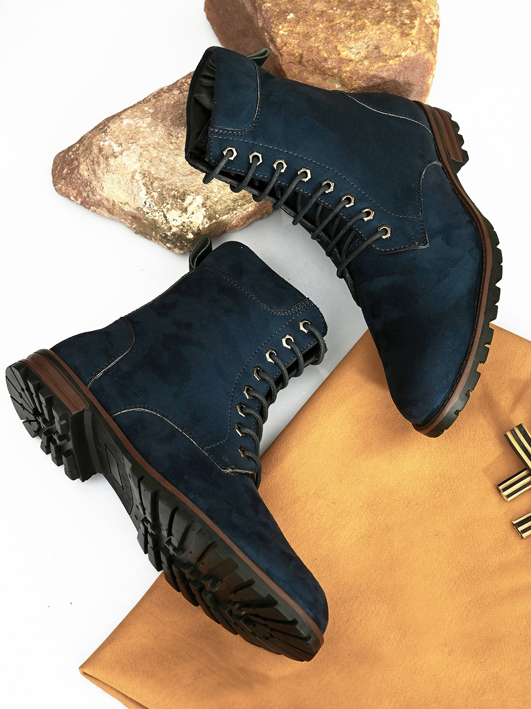 Hirels Men Solid High-Top Biker Boots