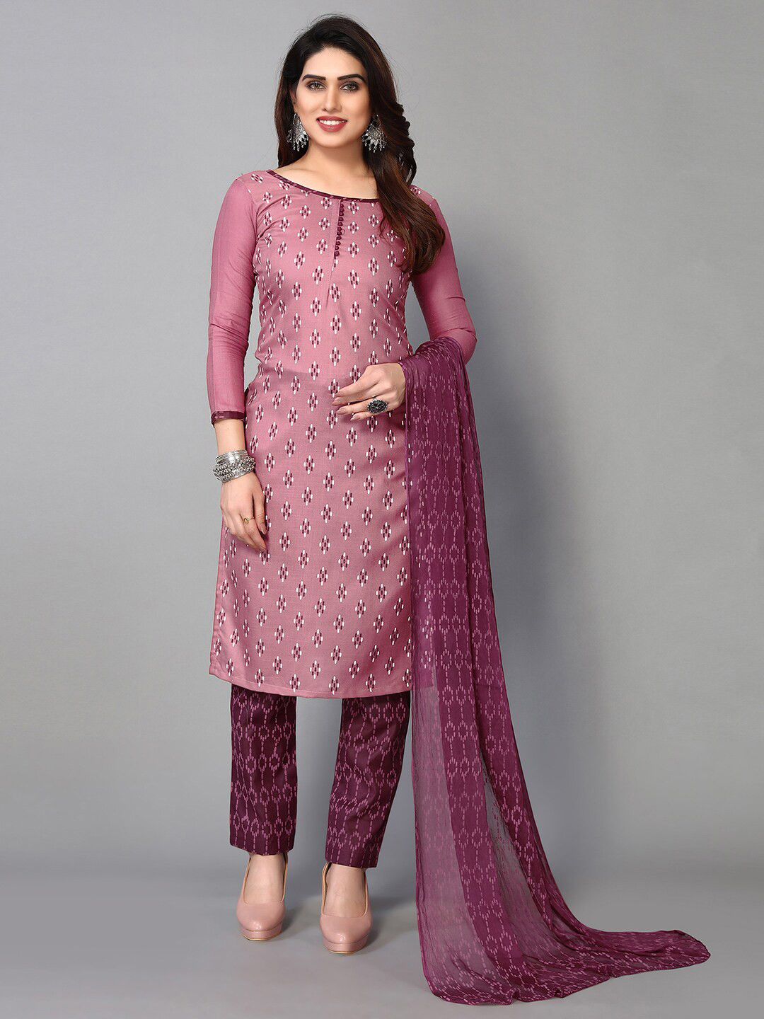 KALINI Geometric Printed Unstitched Dress Material