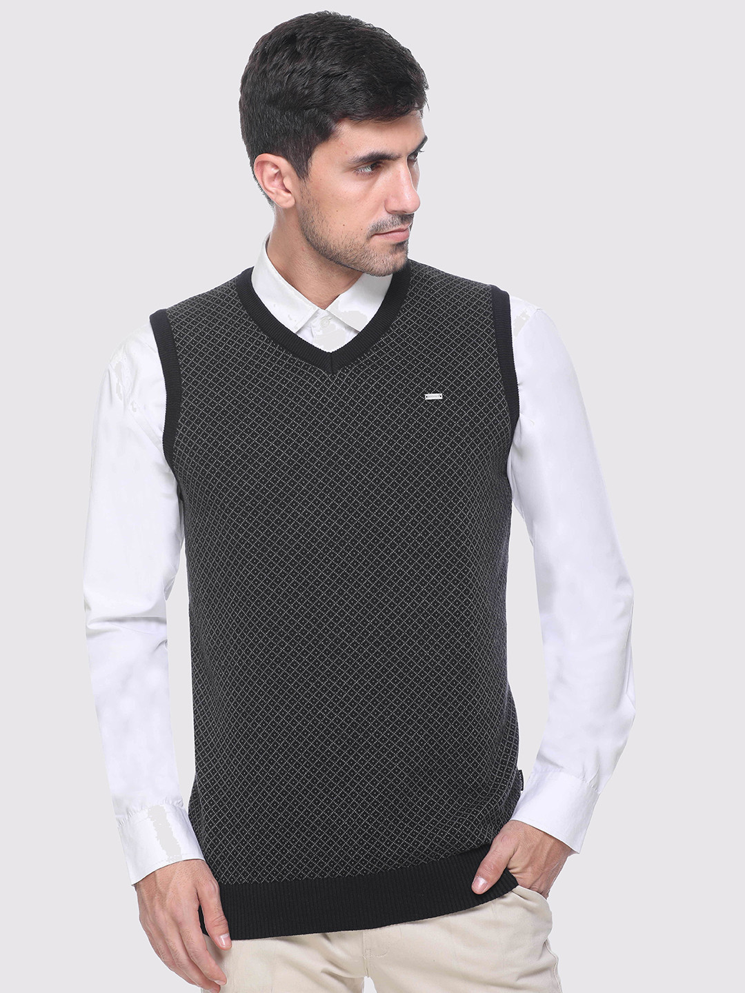GODFREY Men Checked Wool Sweater Vest