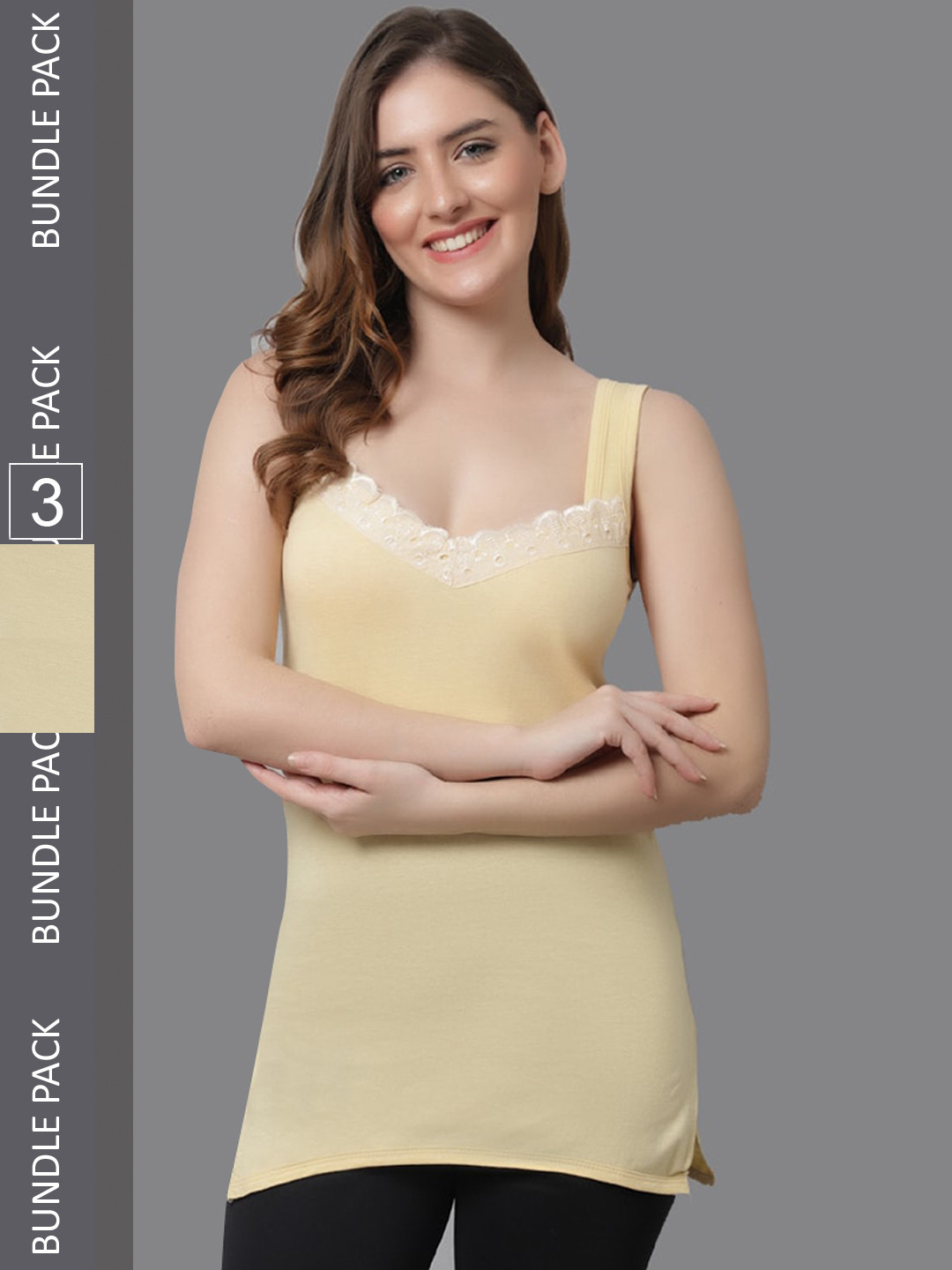KEX Women Pack Of 3 Long Camisoles