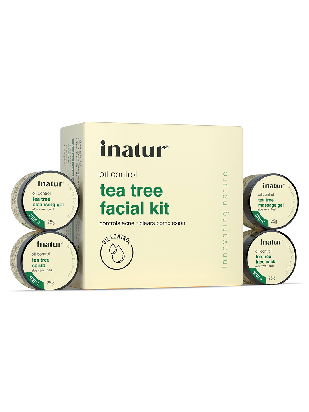 Inatur 4-Piece Tea Tree Anti-Acne Facial Pack - 100 g