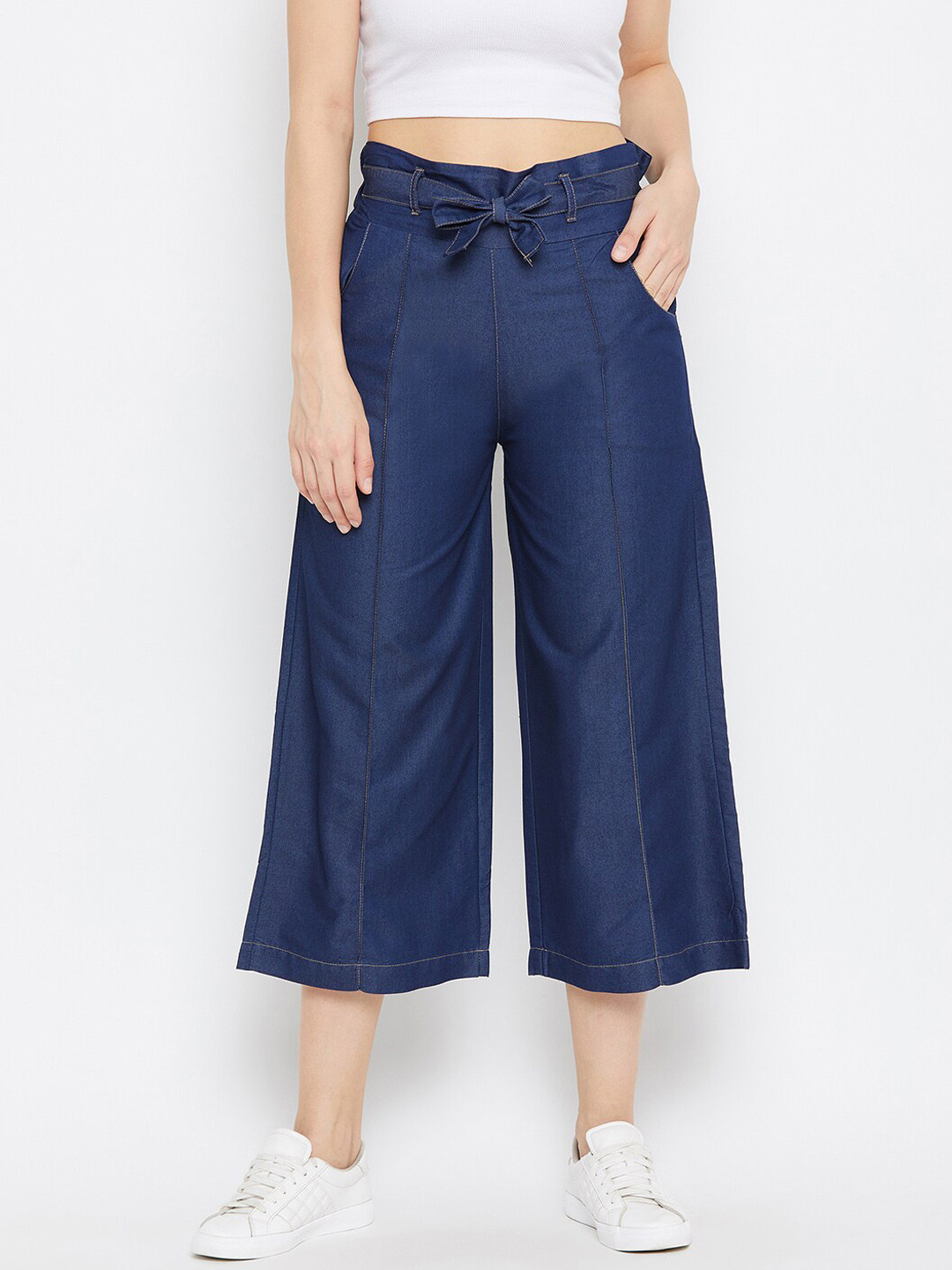 Clora Creation Women Smart Easy Wash Casual Denim Trousers