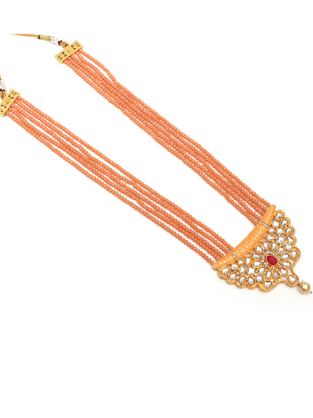 Ozanoo Kundan Meena Studded Jaipuri Jewellery Set