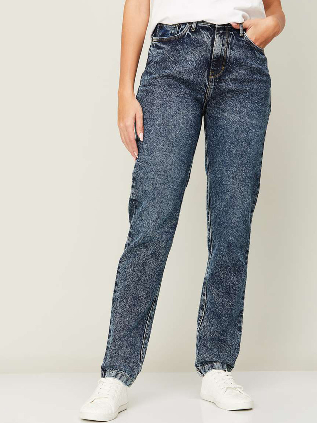 Xpose Women Comfort Mom Fit High-Rise Non Stretchable Cotton Jeans