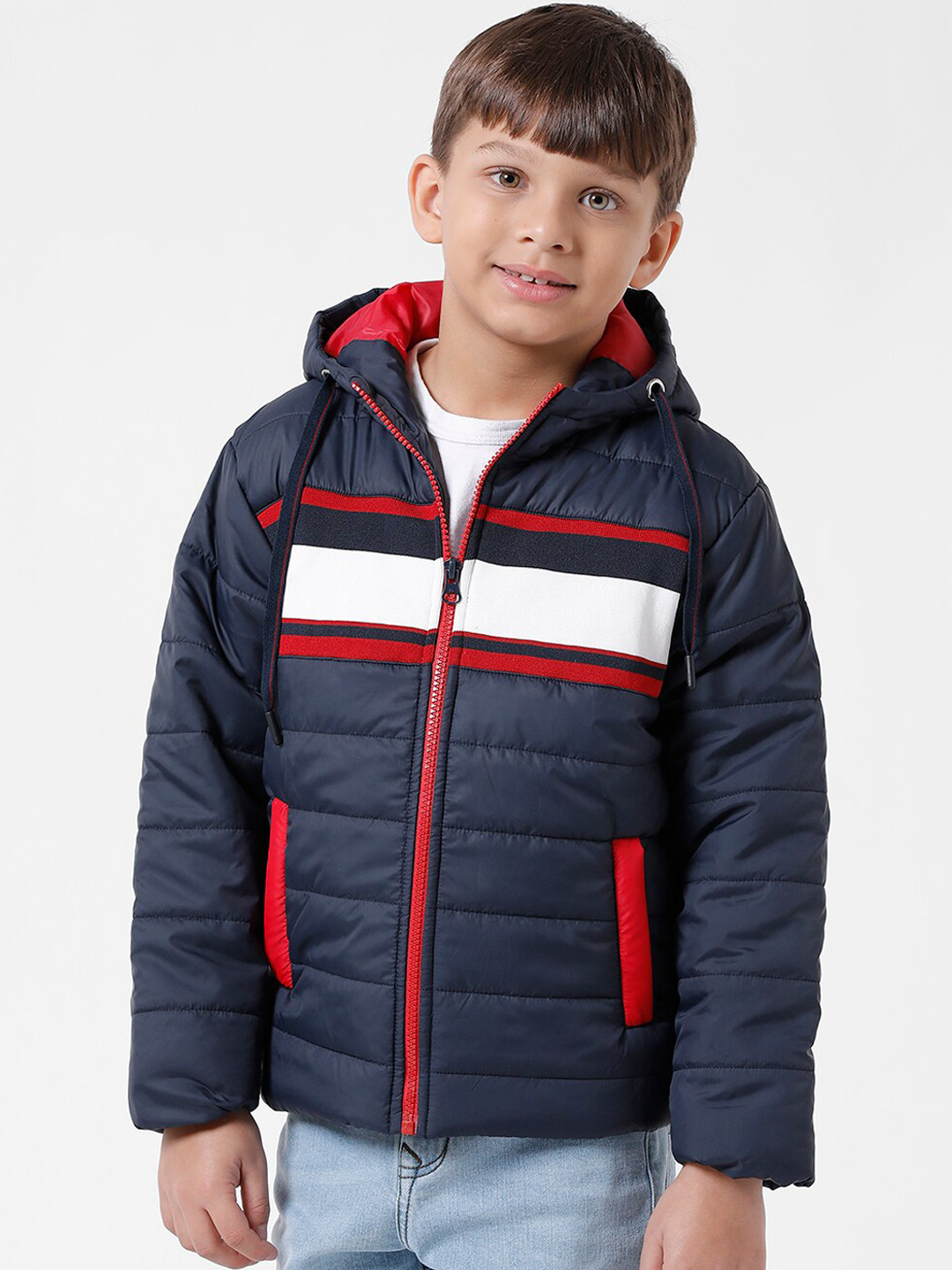 KATE & OSCAR Boys Striped Windcheater Puffer Jacket