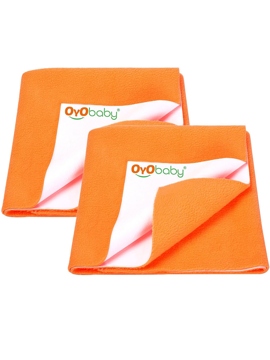 OyO Baby Set of 2 Peach Waterproof & Baby Dry Sheet Polycotton Mattress Protector