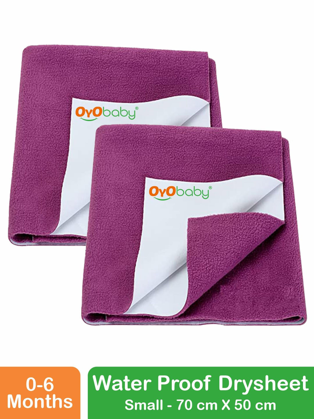 OyO Baby Set of 2 Rani Pink Waterproof Baby Dry Sheet Polycotton Mattress Protector