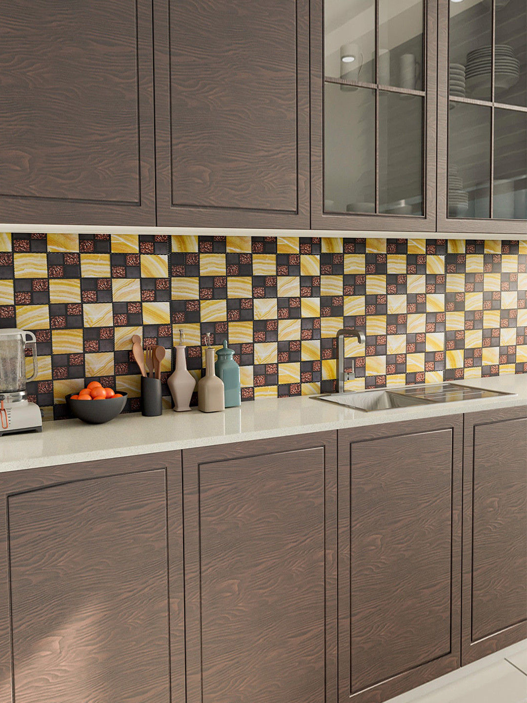 Kuber Industries Brown & Grey Printed Decorative Wall Sticker