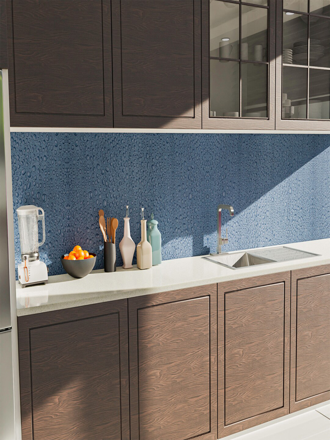Kuber Industries Blue Printed Decorative Wall Sticker