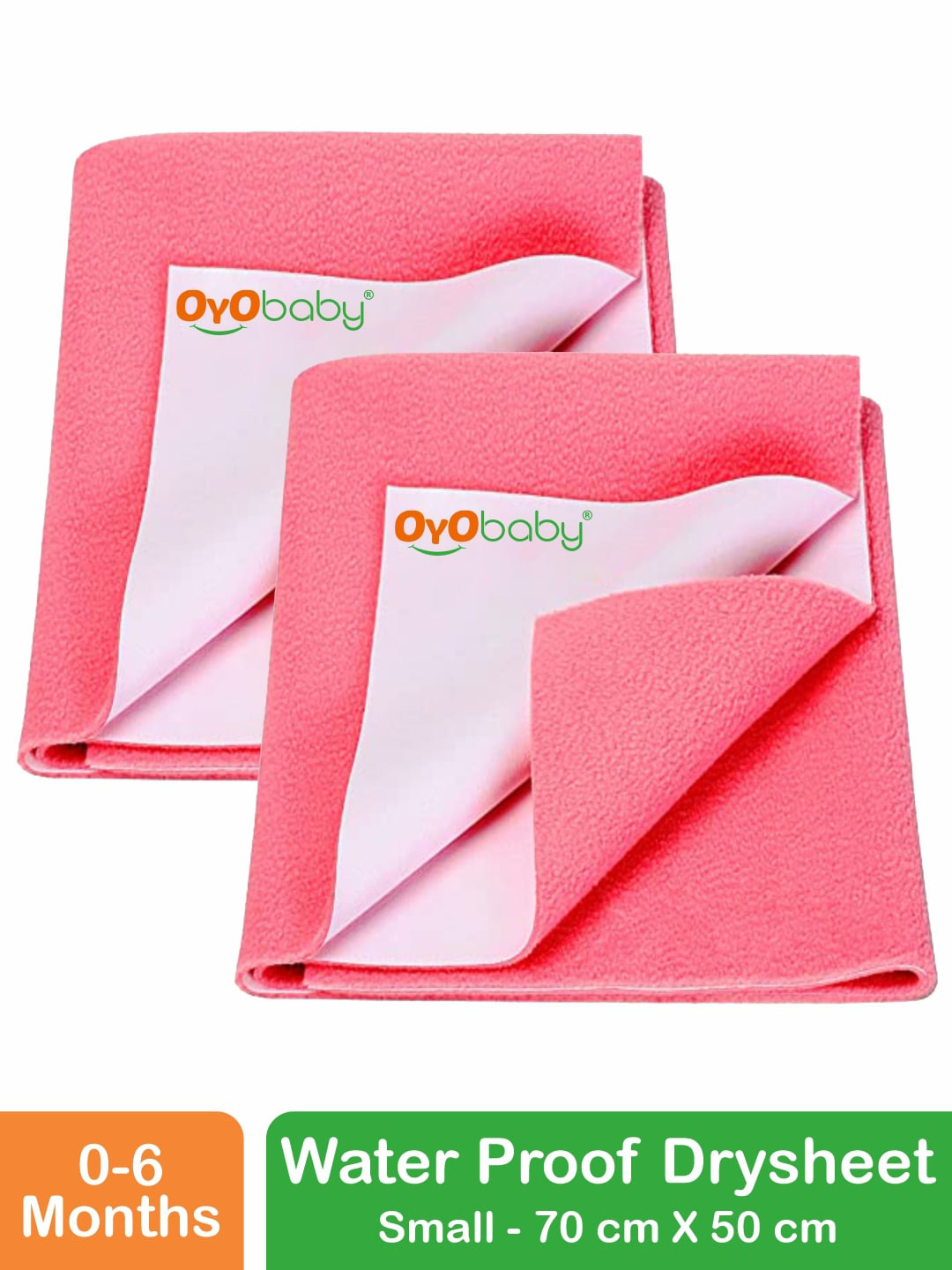 OyO Baby Set of 2 Salmon Rose Waterproof Baby Dry Sheet Polycotton Mattress Protector