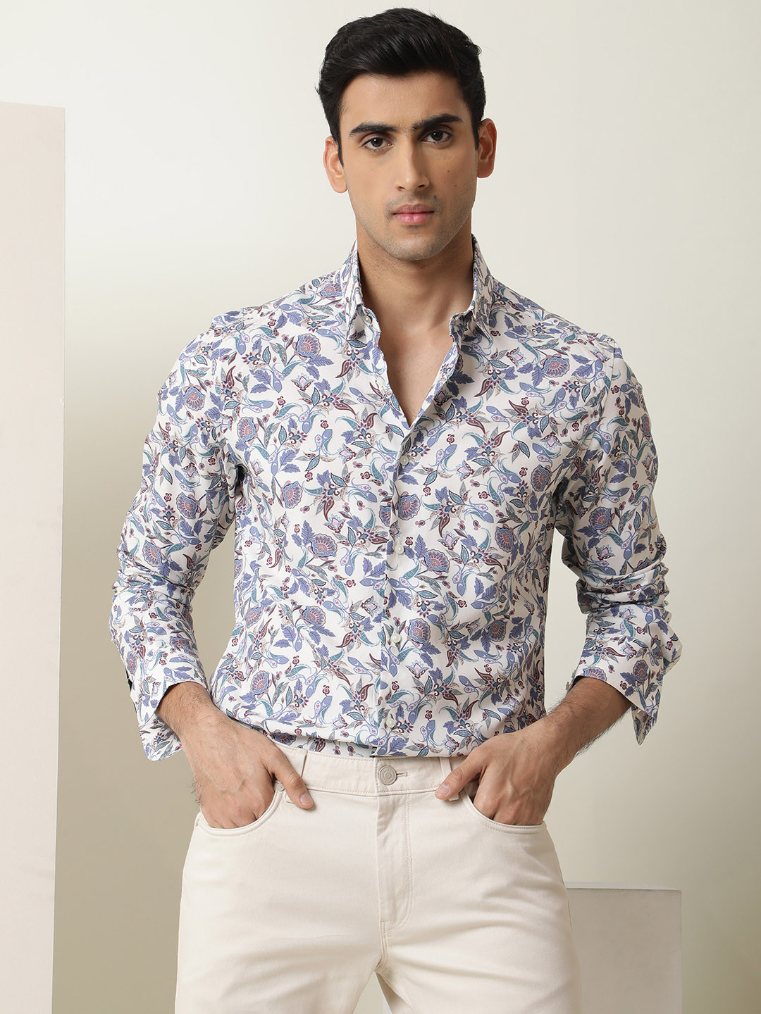 RARE RABBIT Men Lambos Slim Fit Floral Printed Shirt