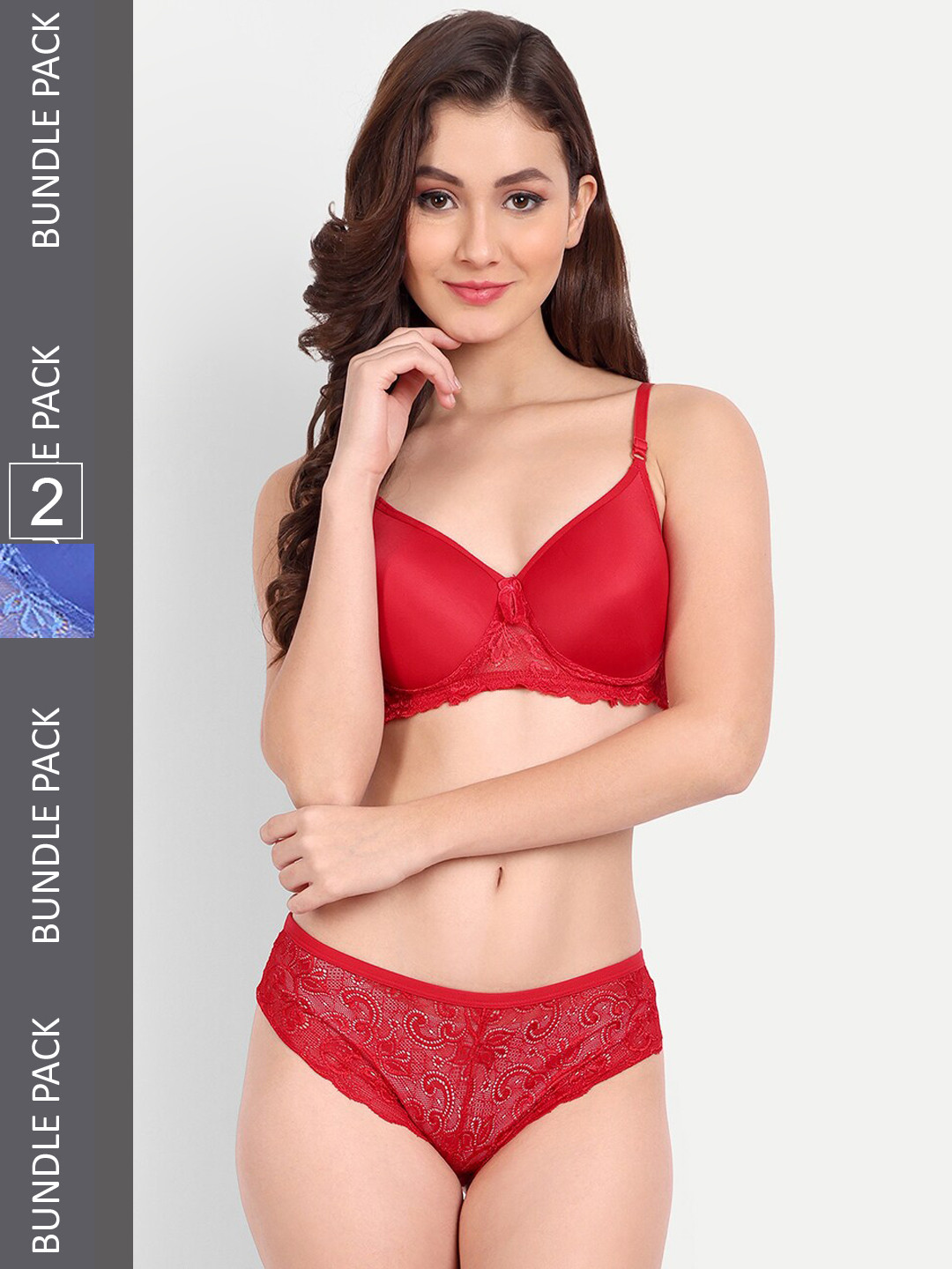 FIMS Pack Of 2 Self-Design Lightly Padded Lingerie Set NEW_Jas_Min_Set_RedBlue_B