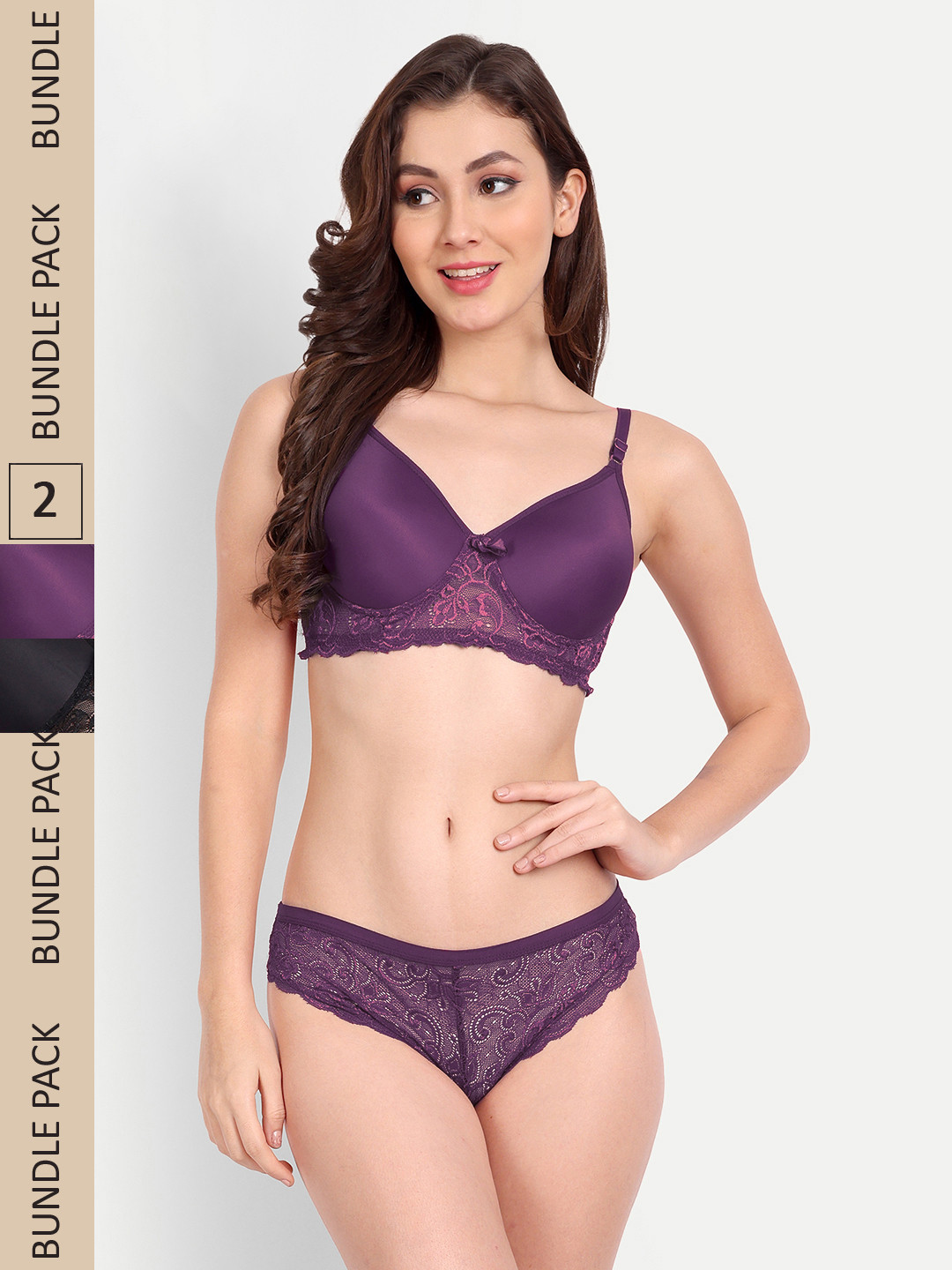 FIMS Pack Of 2 Lingerie Set NEW_Jas_Min_Set_BlackPurple_B