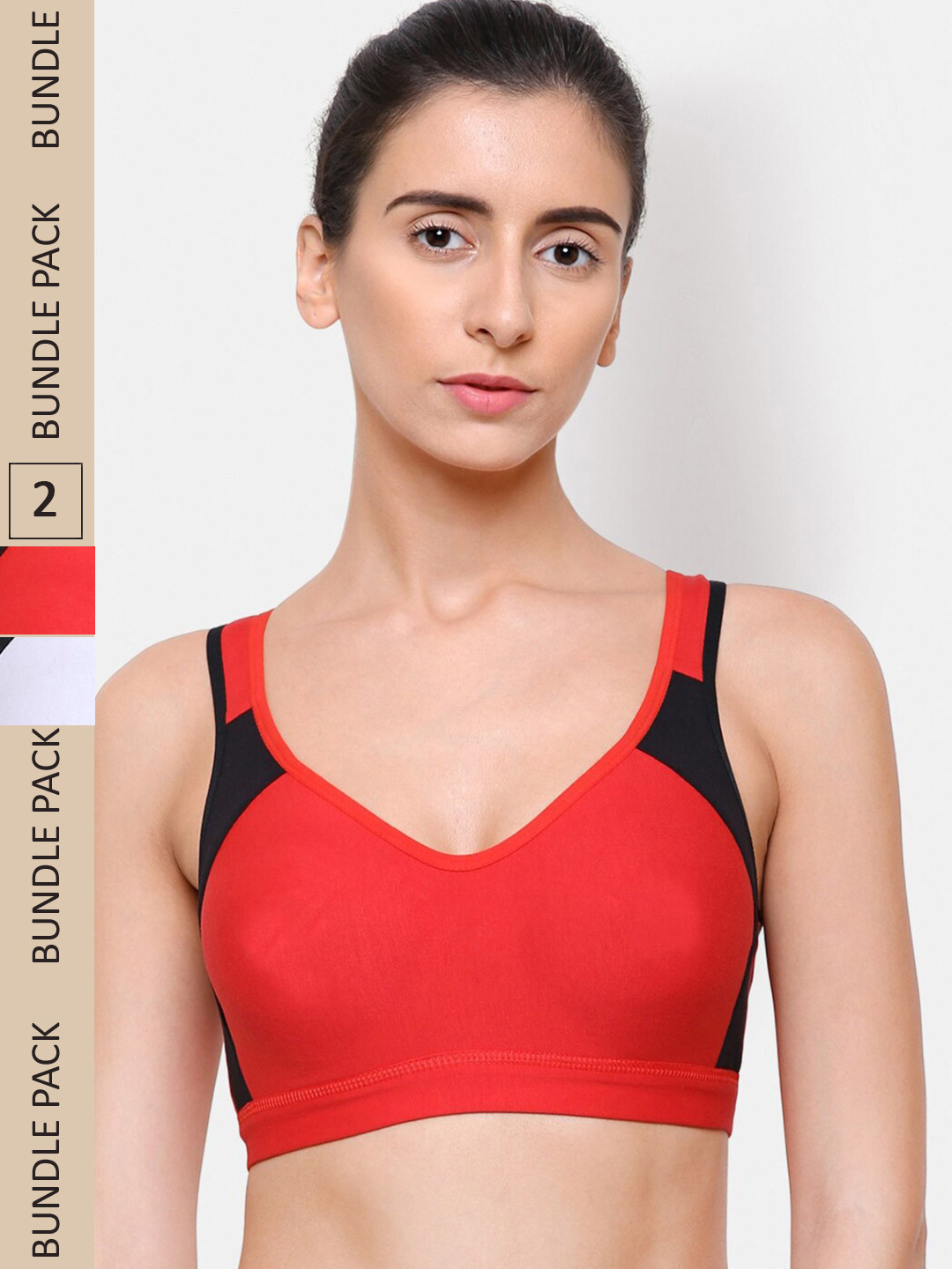 College Girl Pack of 2 Colourblocked Non Padded Non-Wired Seamless Workout Bra CG-SB15