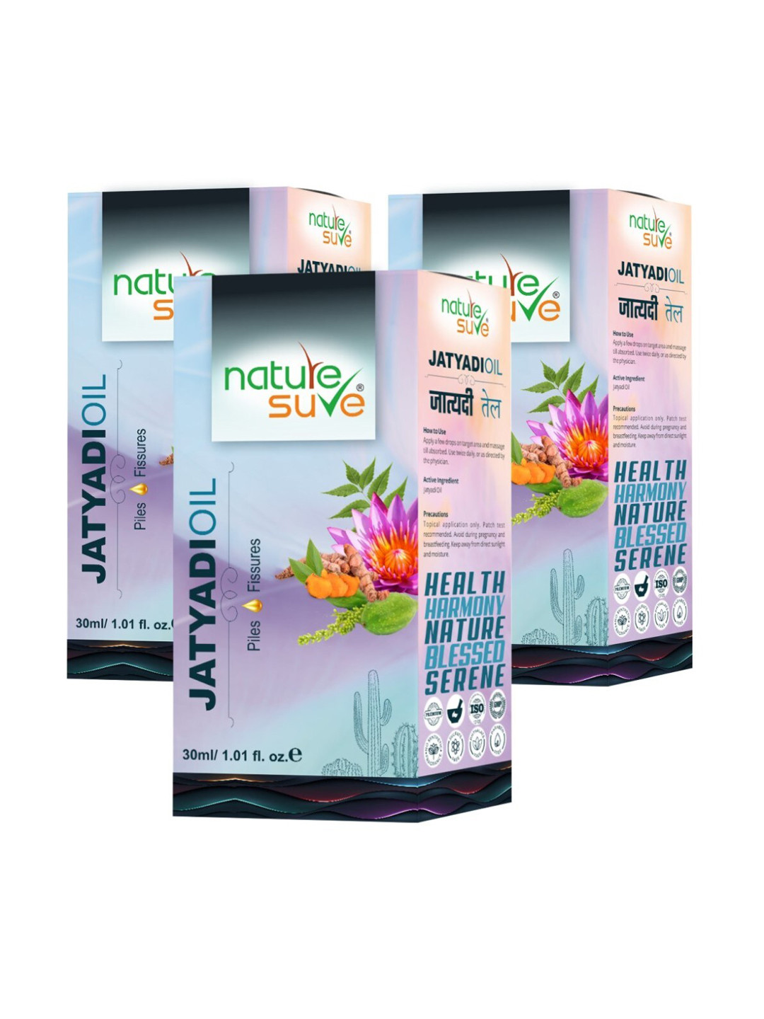 Nature Sure Set of 3 Jatyadi Massaging Body Oil For Piles and Fissures - 30ml Each