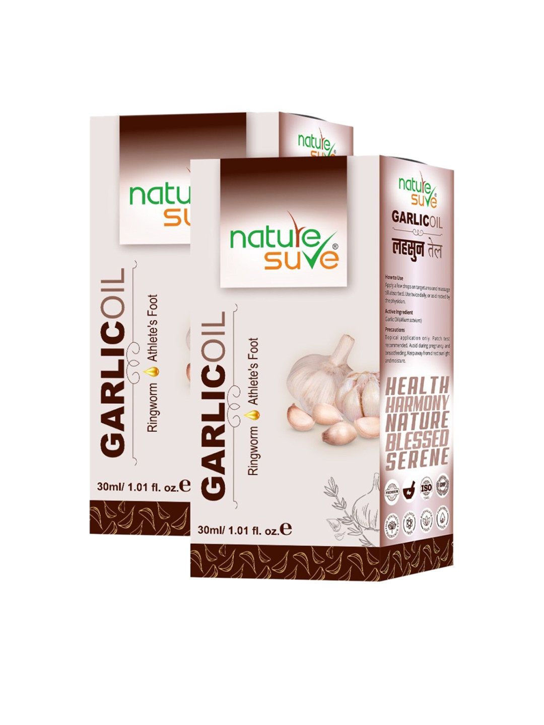 Nature Sure Set Of 2 Garlic Massage Oil for Ringworm & Athlete's Foot - 30ml Each