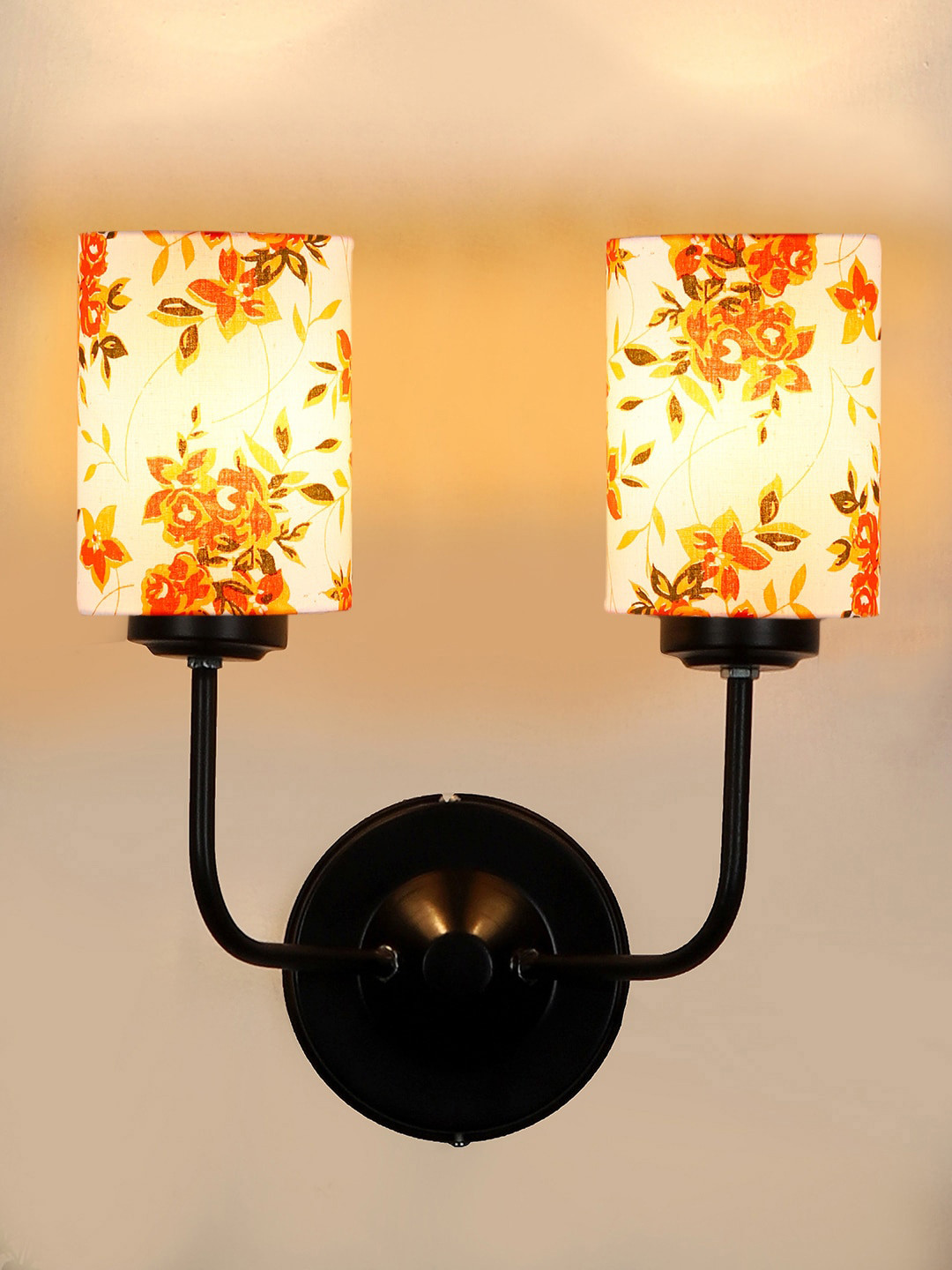 Devansh White & Orange Printed Dual Wall Lamps