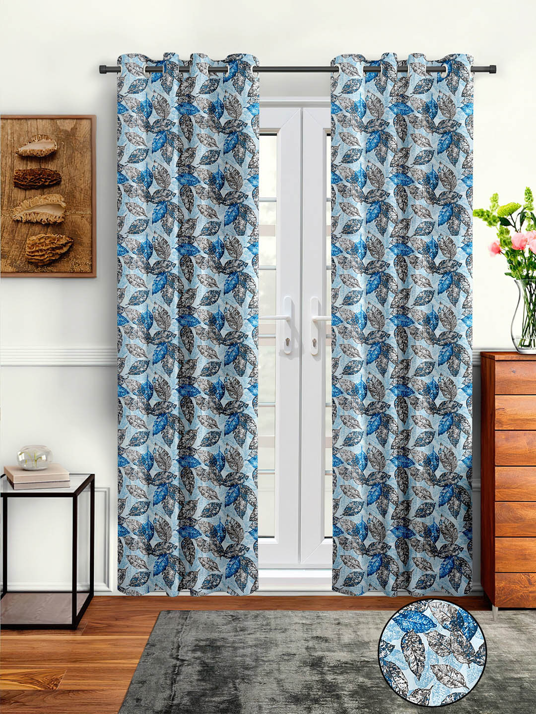 Cortina Blue & Grey Set of 2 Door Curtains