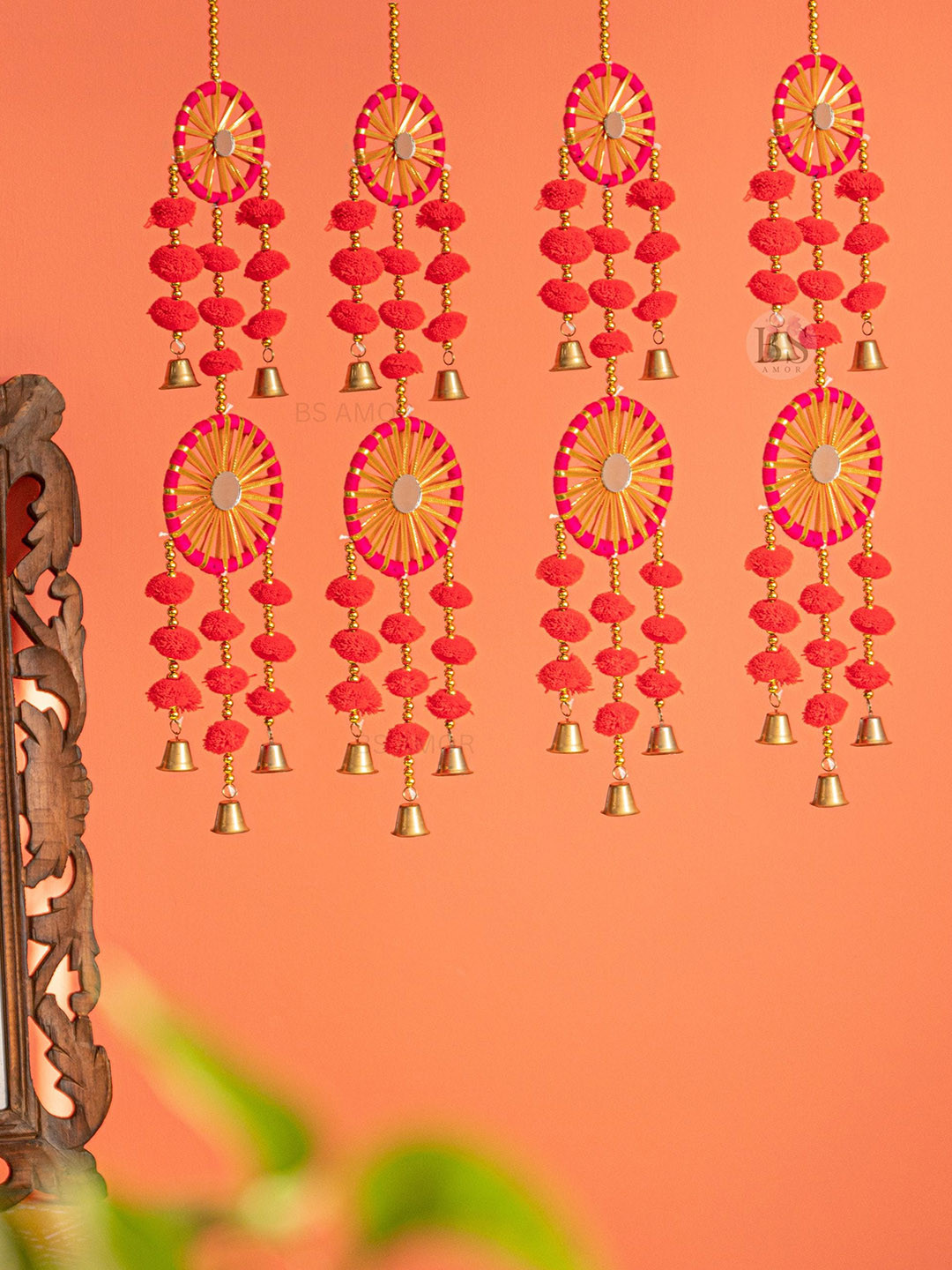 BS AMOR Red & Yellow Hanging Artificial Flower Latkan