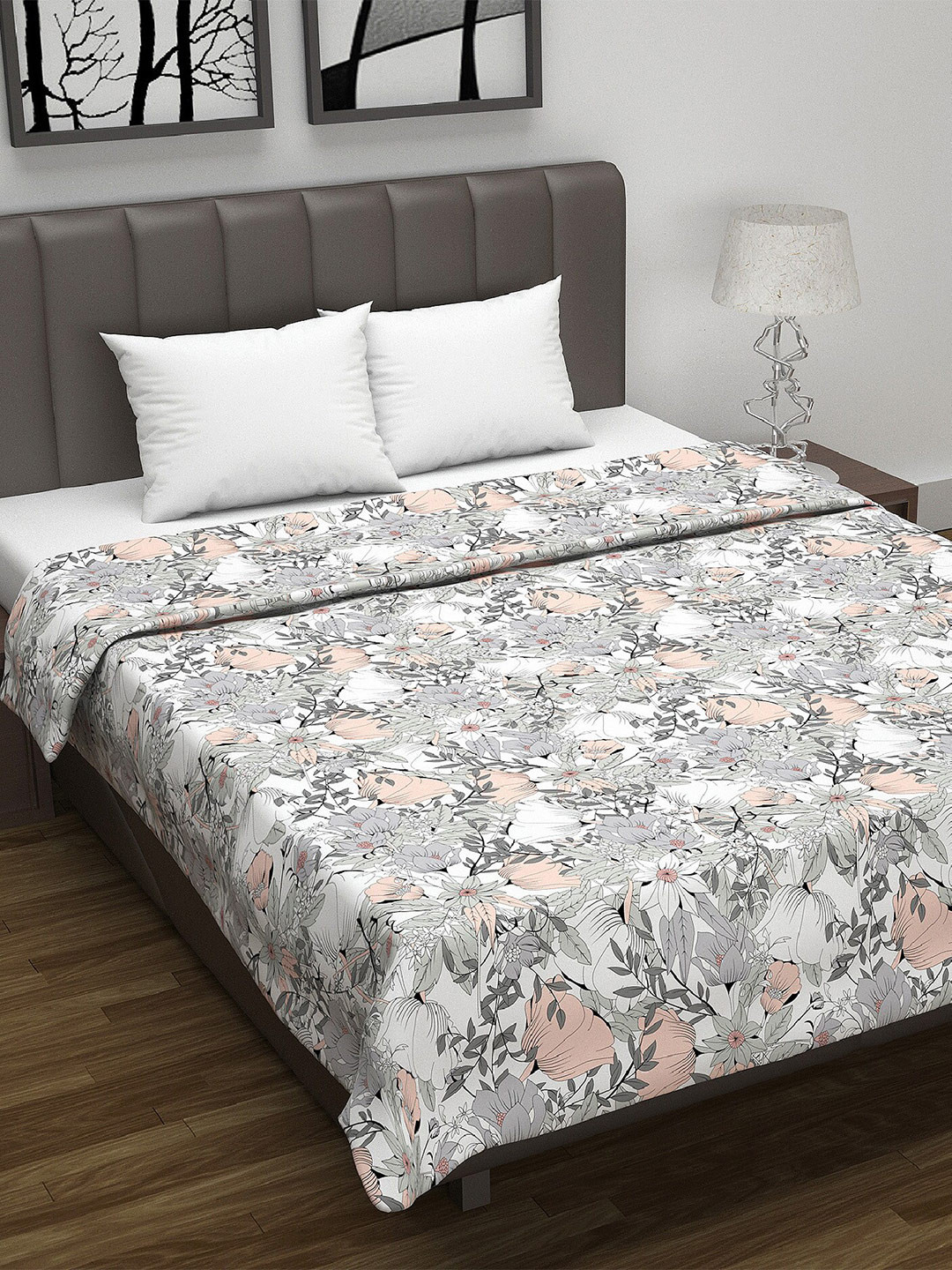 Divine Casa Garden Bliss Peach-Colored Mild Winter Cotton 120 GSM Reversible Double Bed Dohar