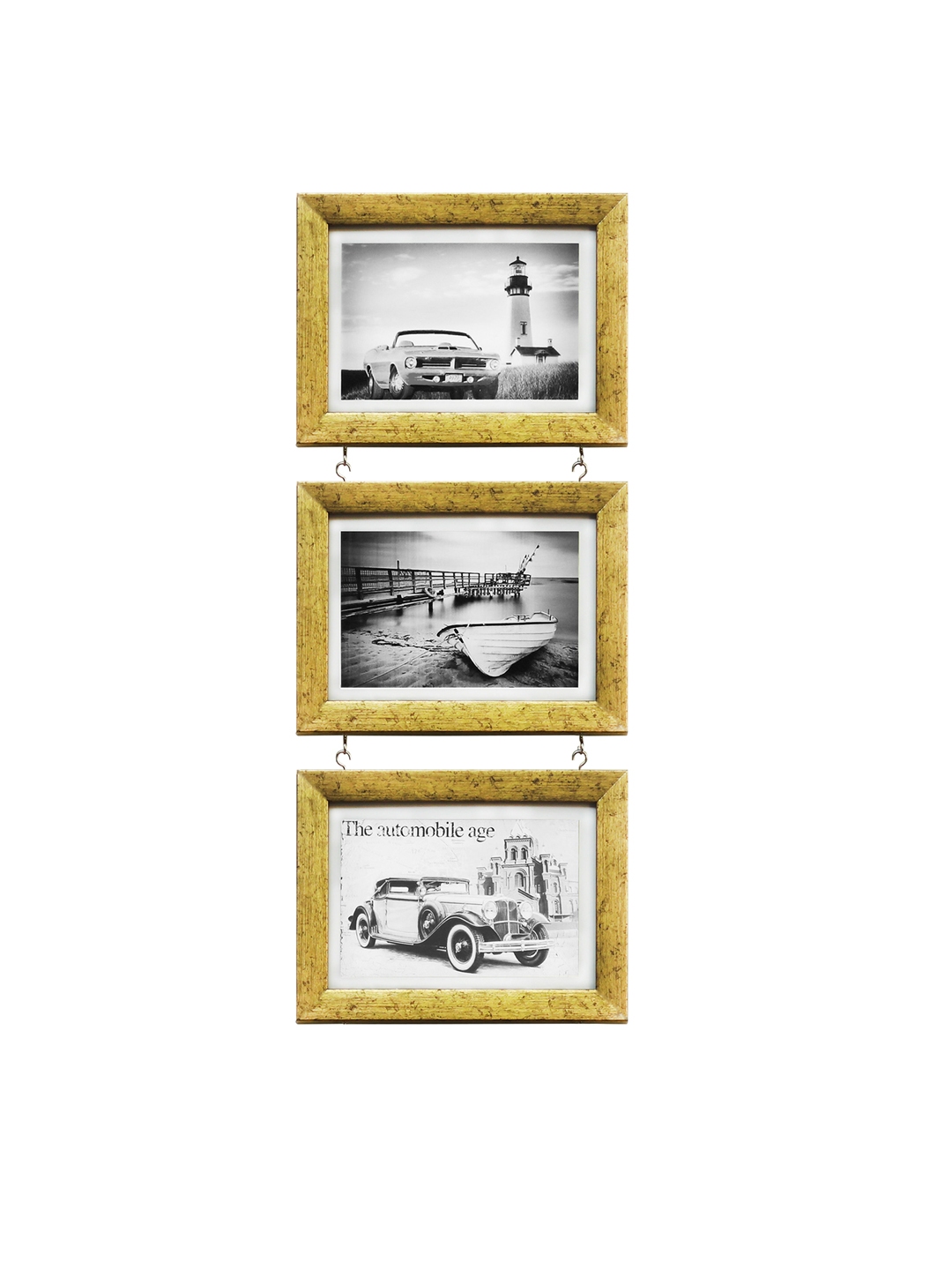 Art Street Set Of 3 Gold Toned Hanging Drop Photo Frames Image