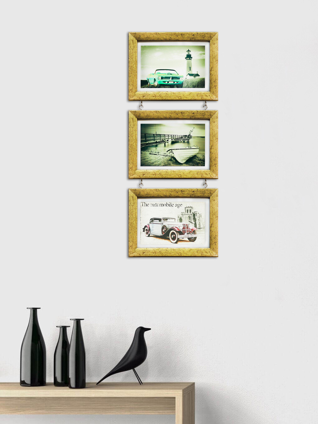 Art Street Set of 3 Gold-Toned Hanging Drop Photo Frames