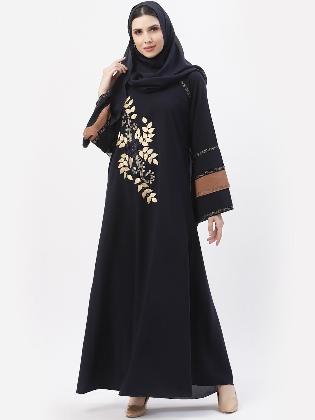 Arrabi Embroidered Burqa With Scarf