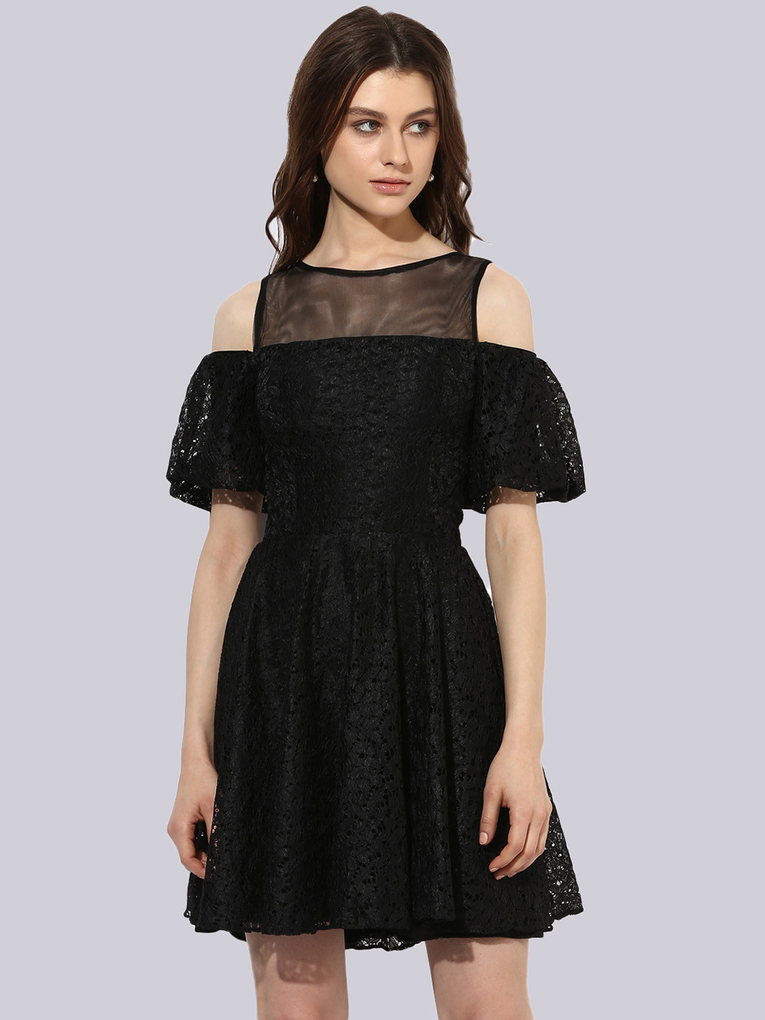 KLEIO Boat Neck Fit And Flare Dress