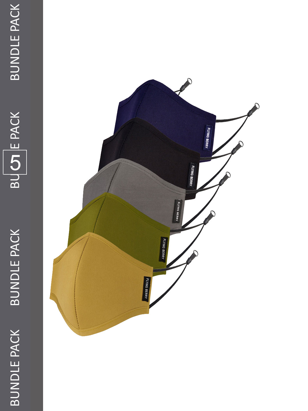 FLYING BERRY Pack Of 5 Cotton Reusable 3-Ply 3D Outdoor Face Masks