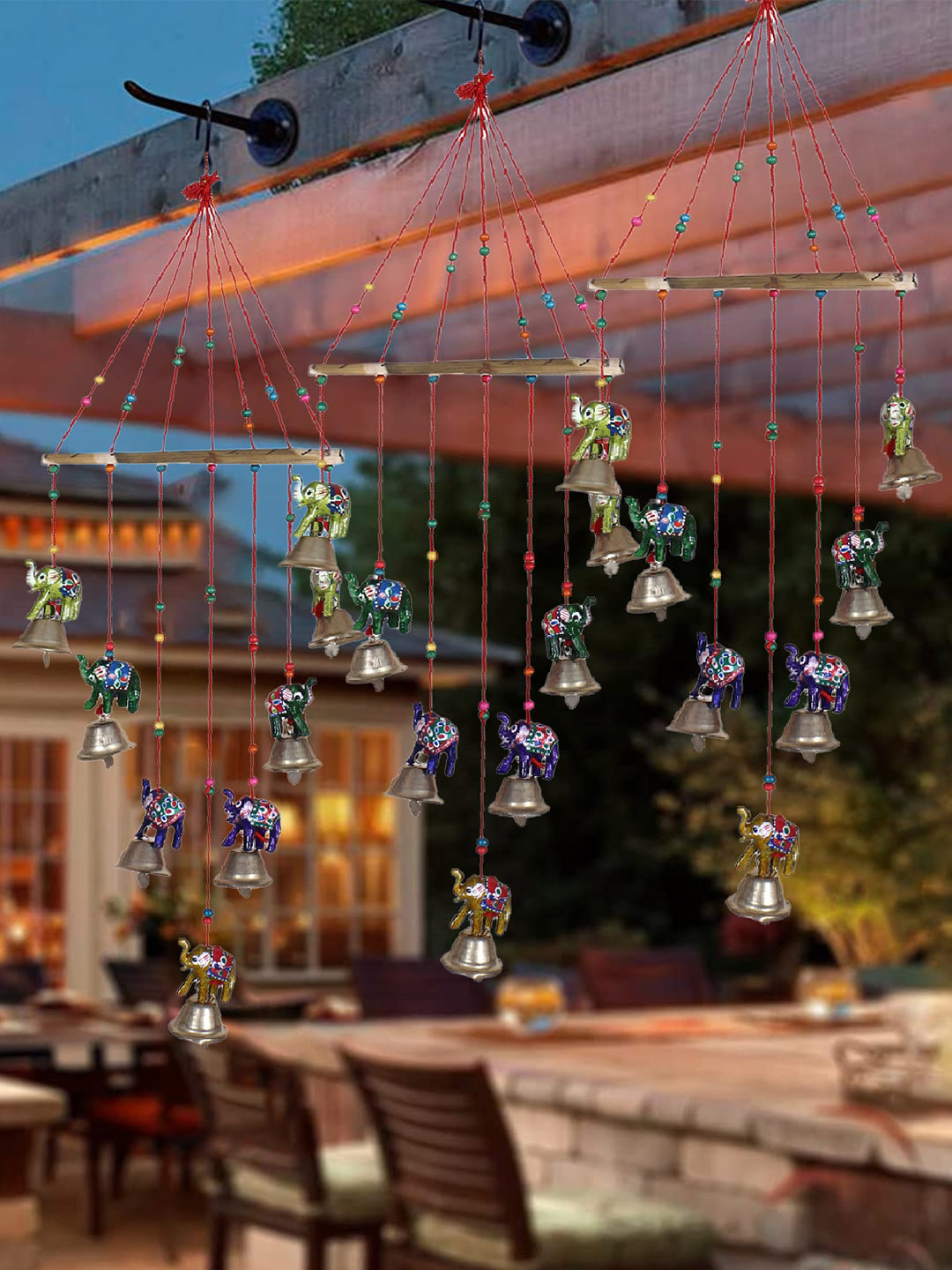 Kuber Industries Rajasthani Traditional Windchimes Plastic Matte 2Pcs Wall Hangings-15.7In