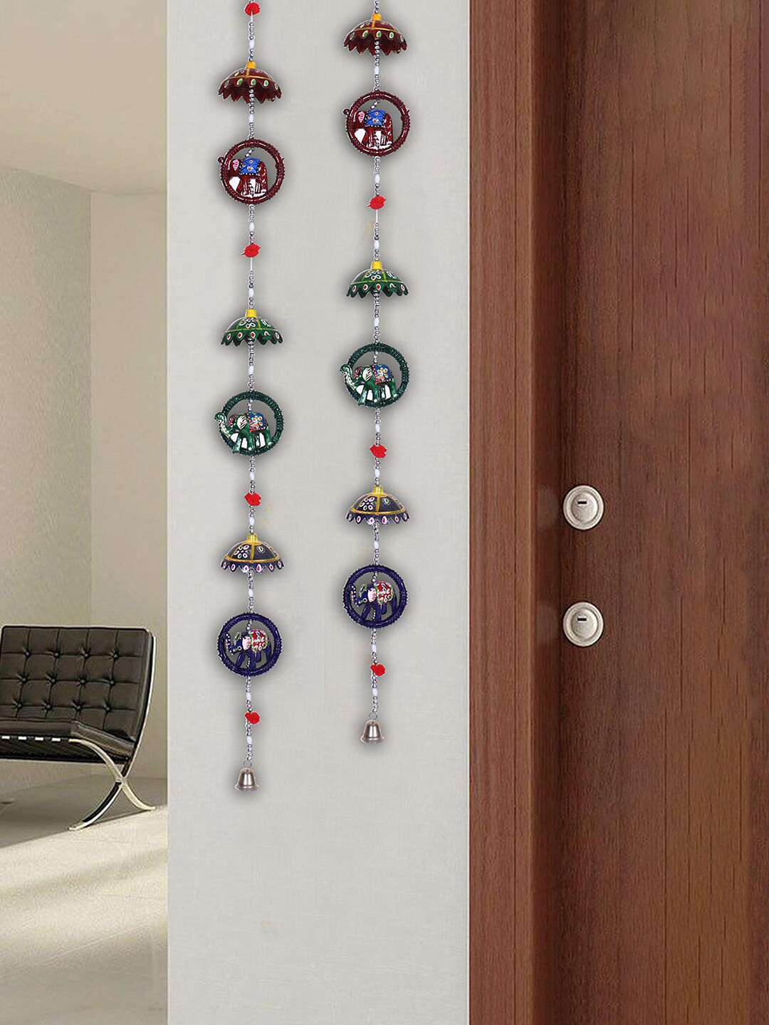 Kuber Industries Hanging Windchimes Plastic Tasselled Matte Hall 2Pcs Wall Hangings-43.3In