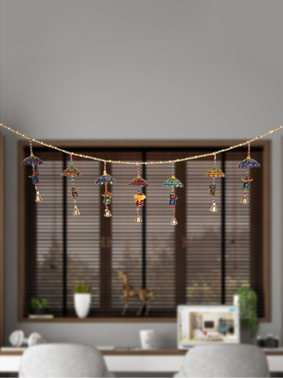 Kuber Industries Kalash Toran, Umbrella Hanging Plastic Matte 2Pcs Wall Hangings-12In
