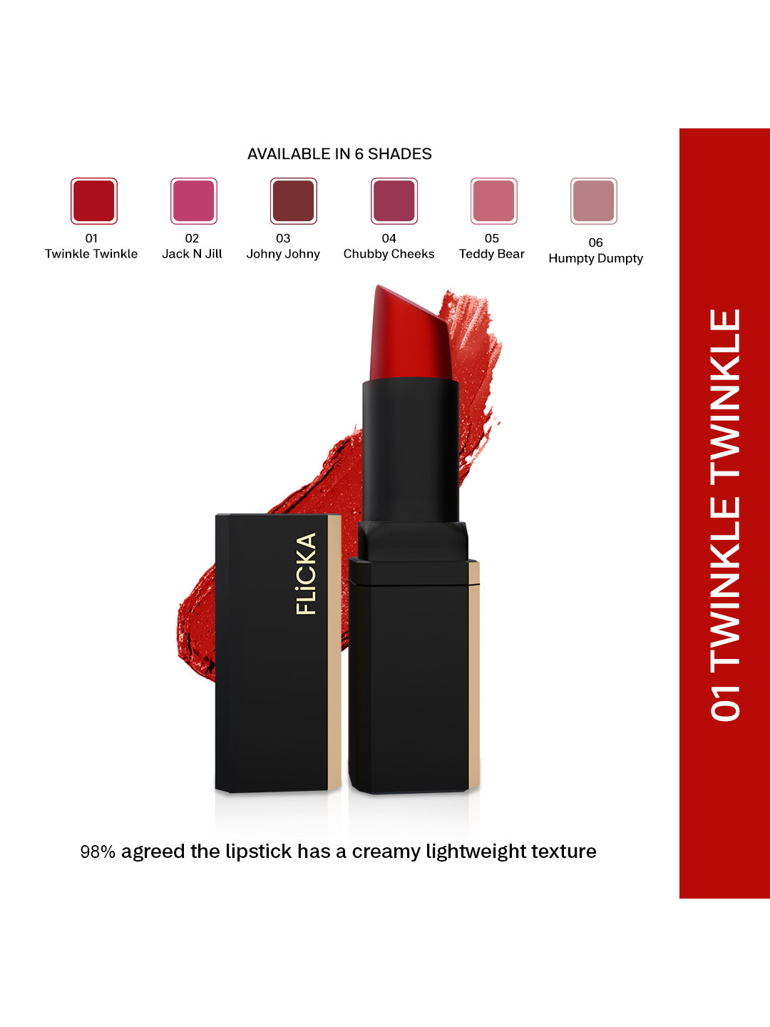 FLiCKA Lip Poetry Matte Lipstick 4 gm - Twinkle Twinkle 01