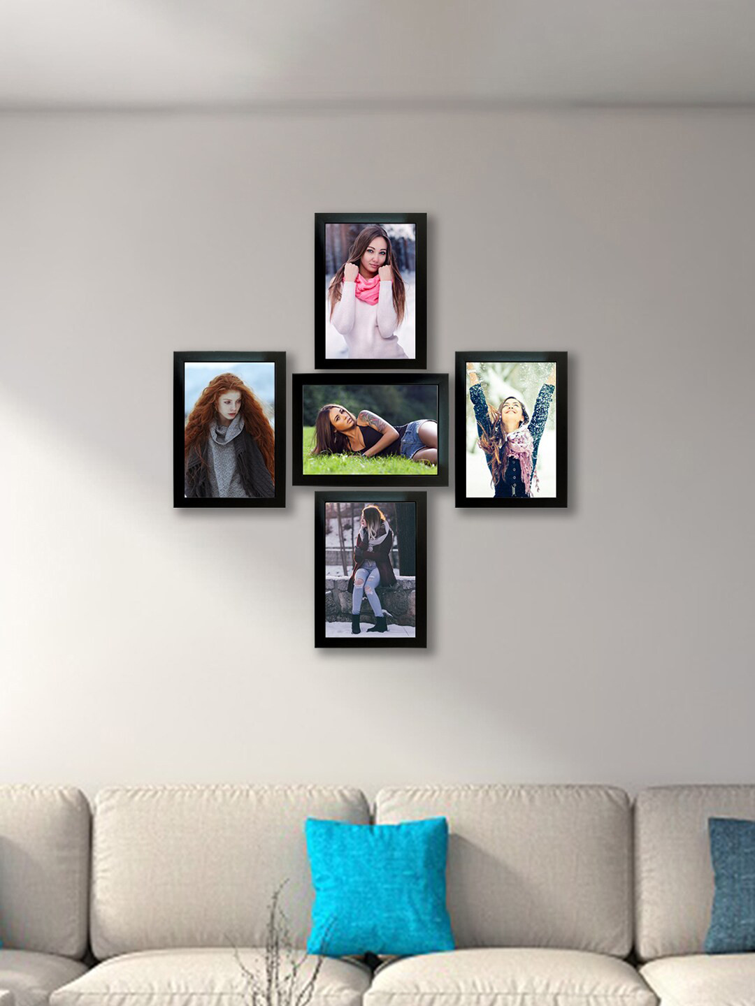 Kuber Industries Set Of 5 Black Collage Photo Frames