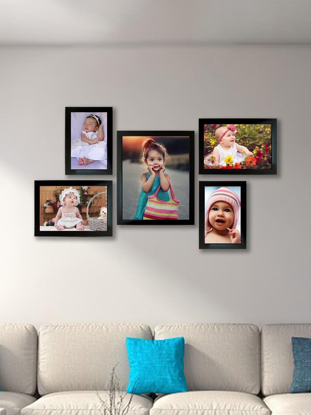 Kuber Industries Set Of 5 Black Collage Photo Frames