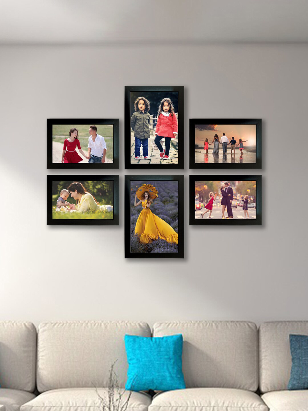 Kuber Industries Set Of 6 Black Collage Photo Frames