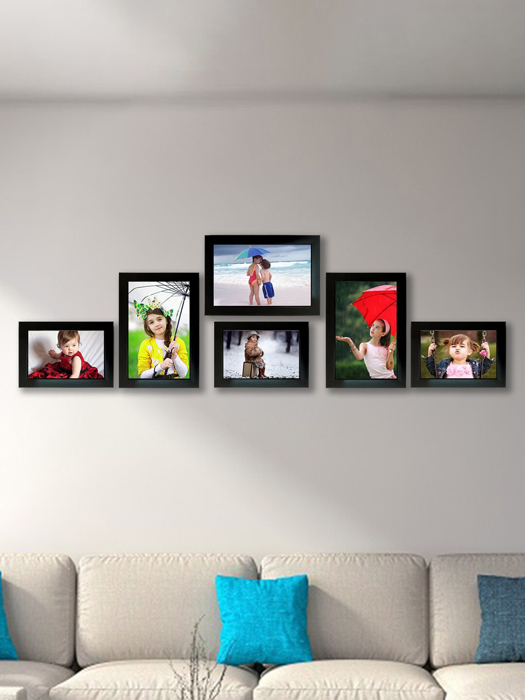 Kuber Industries Set Of 6 Black Collage Photo Frames