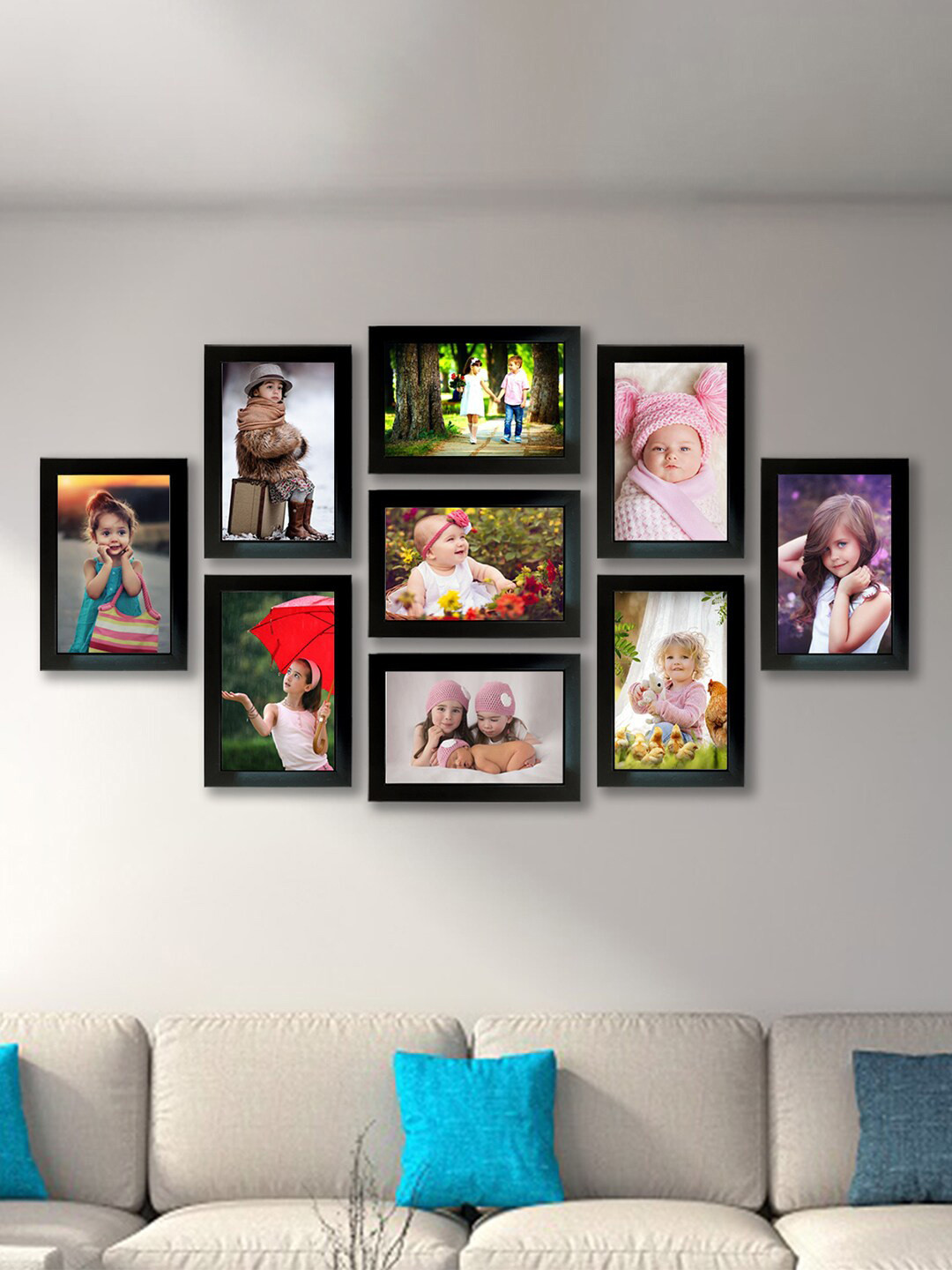 Kuber Industries Set Of 9 Black Collage Photo Frames